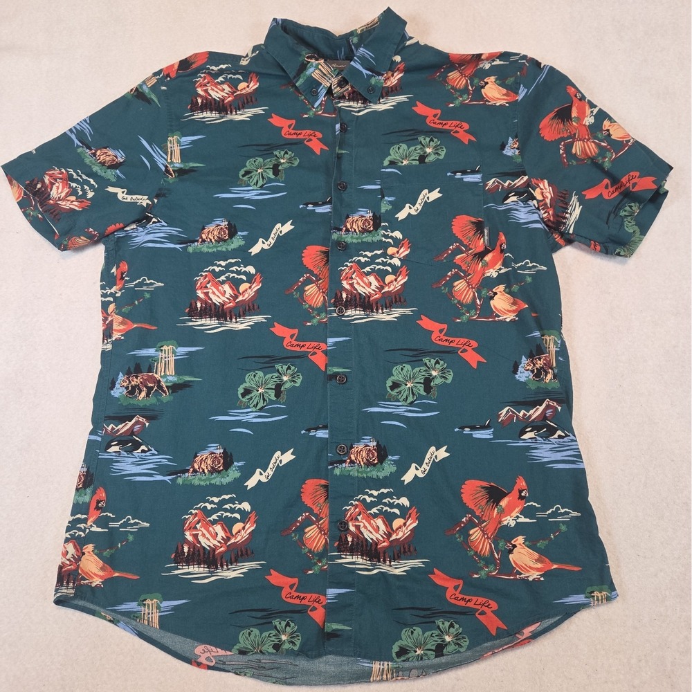 Eddie Bauer Men's TXL Camp Shirt Hawaiian Print Button Up Short Sleeve
